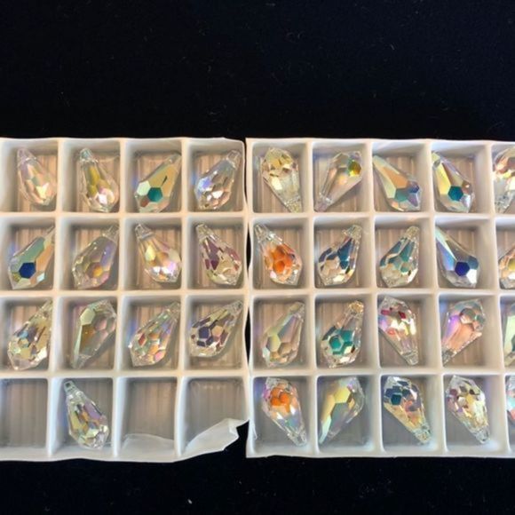 164. Sterling Silver Austrian Crystal Threader Earrings - Picture 3 of 9